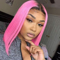 Vibrant Pink Bob 13x4 Lace Front Wig | Custom Colored Human Hair